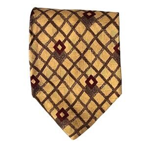 Nick Hilton Collection Pure Silk Tie - Golden yellowish-tan/Maroon Necktie
